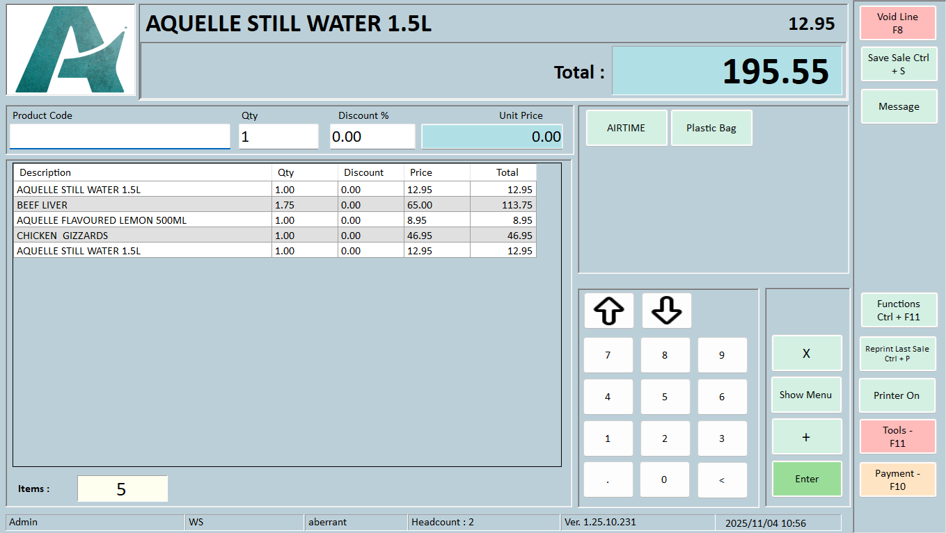 Aberrant Point of Sale System Interface